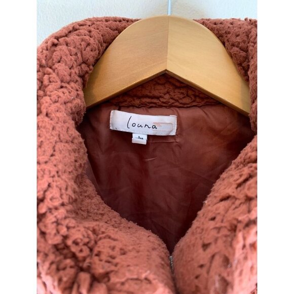 LOUNA Rust Sherpa Puffer Teddy Bear Jacket Size Large - Picture 6 of 8